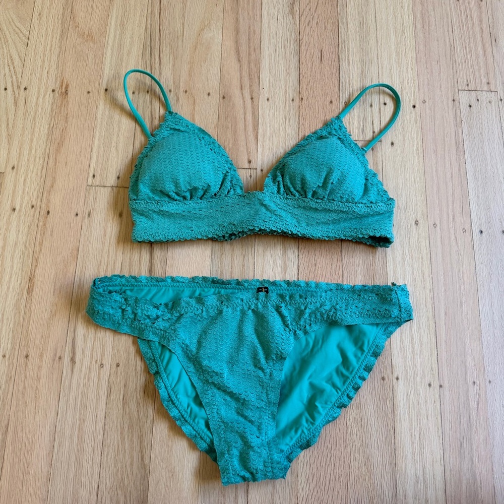 Vix Paula Hermanny Scales Basic Full Turquoise Emerald Bikini Set Helen Top S